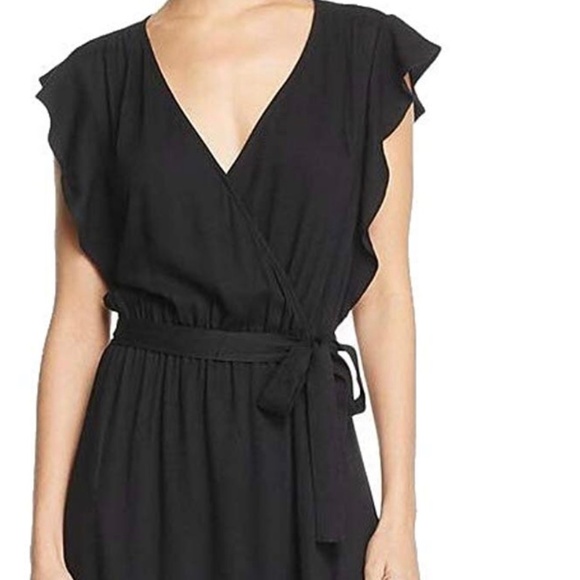 SOLD Splendid Black Ruffle Wrap Dress - Picture 2 of 6